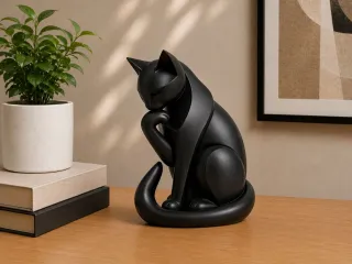 Thinker Cat Sculpture