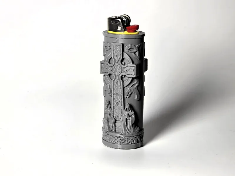 Case for lighter BIC J6 Celtic cross style