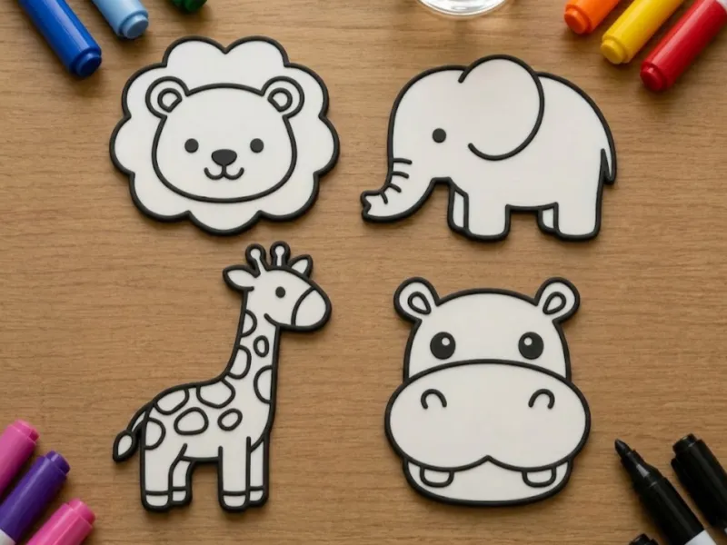 Kid's Coloring Plates - Safari