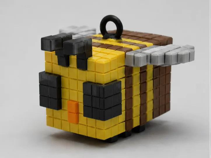 Porte-clés abeille de style Minecraft (Pixel Art)