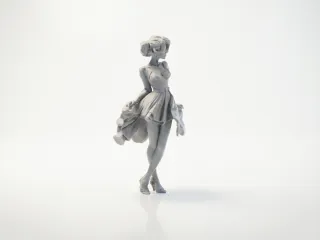 Lady With Flowing Dress Figurine Female 3D Printable