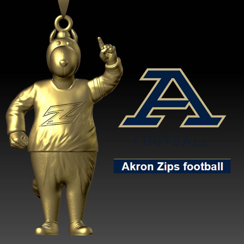 NCAA - Necklaces AKRON ZIPS FOOTBALL - Hanging Figurine - 3D