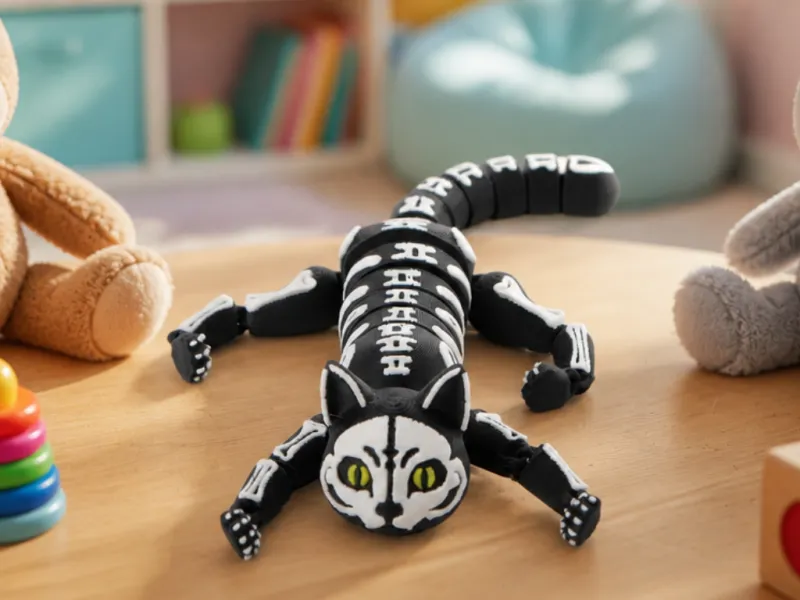 Skeleton Cat Flexi Toy - Articulated Collectible