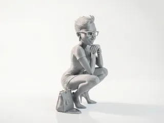 Lady Squatting Figurine Female Character 3D Printable