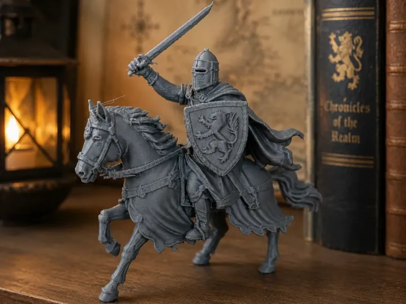 Chevalier médiéval à cheval - Figurine fantastique