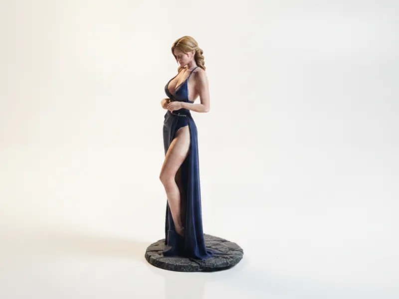 Figurilla de dama con vestido largo, modelo 3D imprimible