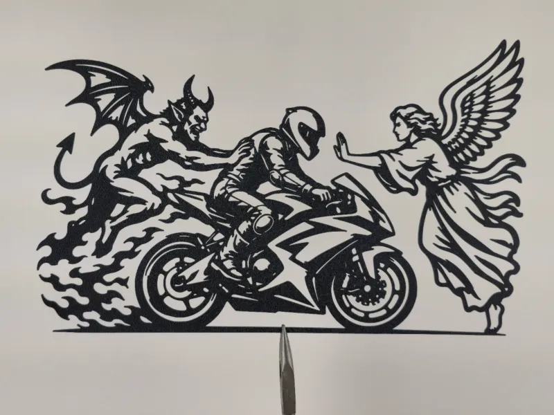 Arte de pared de motocicleta Ángel vs Demonio