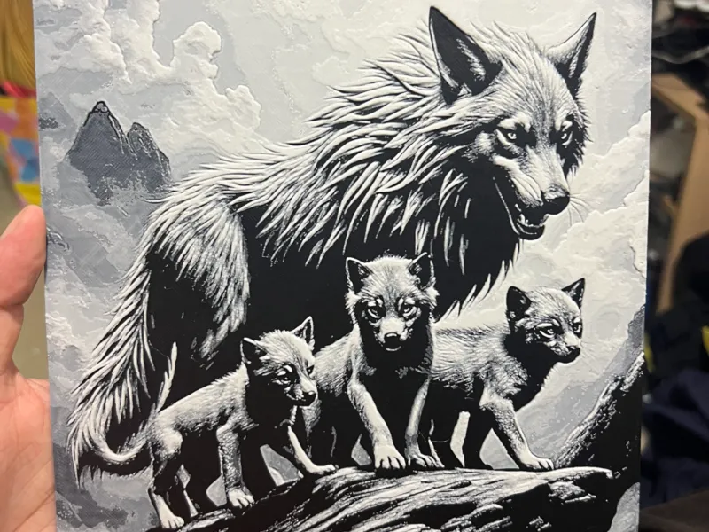 Lupo e cuccioli Hueforge 200x200