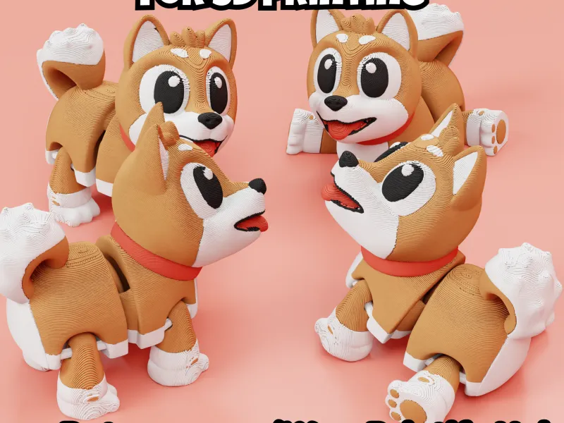 Articulated Shiba Inu Dog STL & 3MF – Flexi