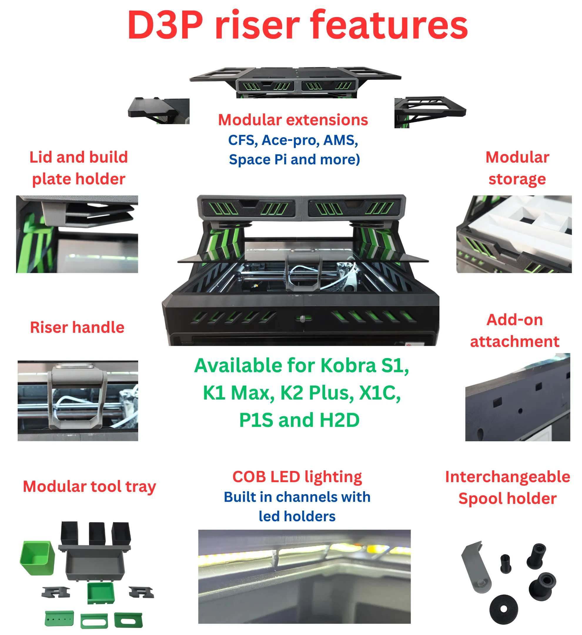 D3P Riser for K1 K1C K1SE | 3D models download | Creality Cloud