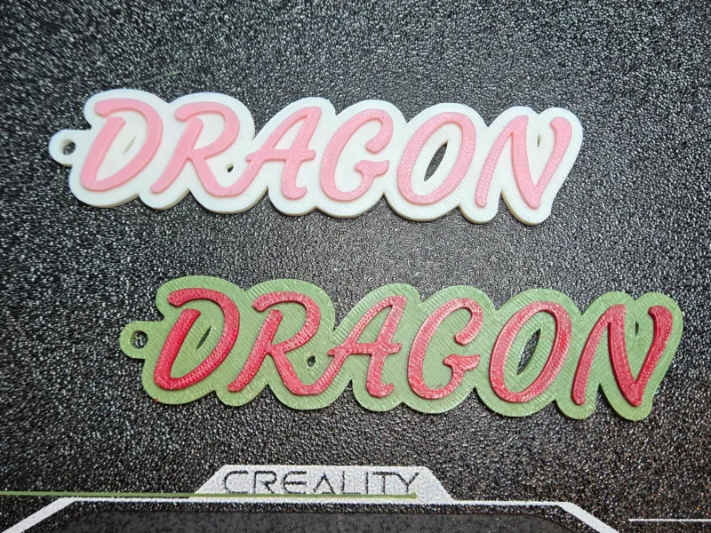 Dragon Keychain Cursive Pacifico Script Bag Tag 2 Color