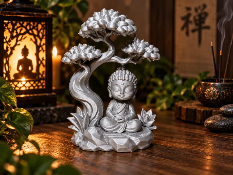 Buda Pacífico Sob a Árvore - Decoração Moderna