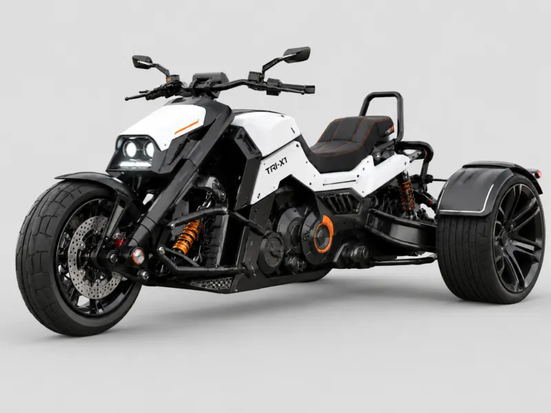 Futuristic 3 Wheel Electric Trike Motorcycle