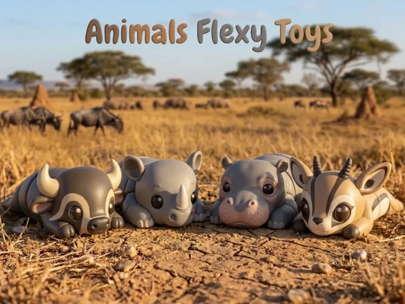 Gelenkige Flexy-Tiere Savanne Nilpferd Nashorn Gazelle Büffel