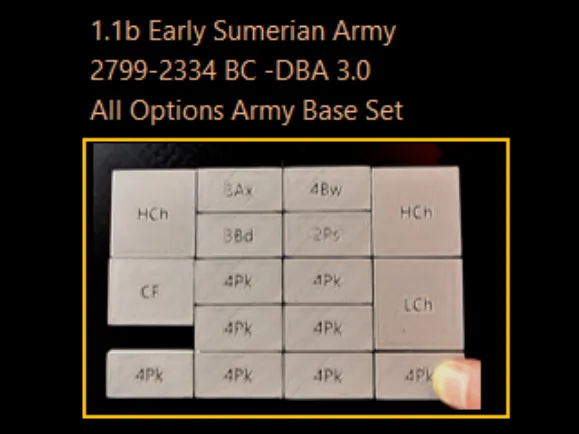 1.1b Early Sumerian Army 2799-2334 BC -DBA3 Army Base Set