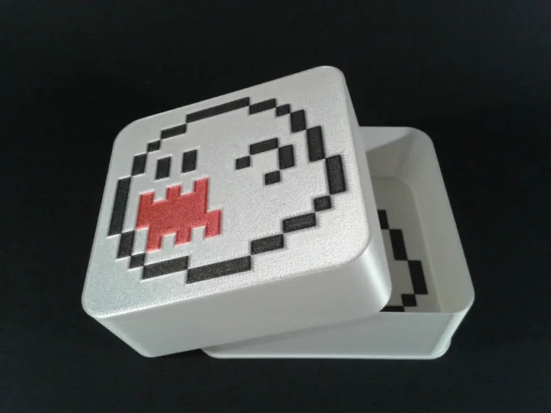 Mario Enemy Ghost, multicolor pixel art nestable box (R)