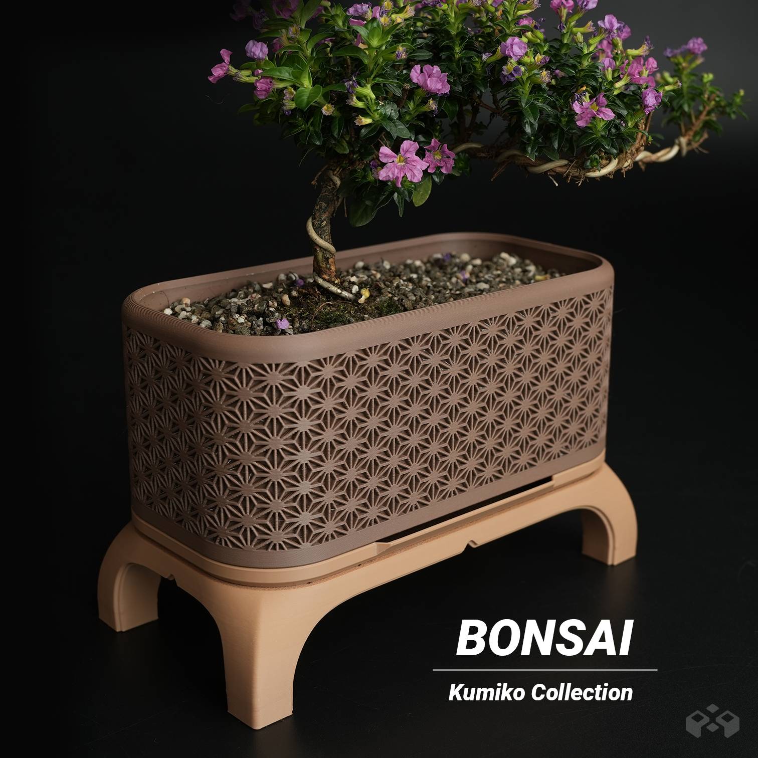 Kumiko Bonsai Planter with Legs (Rectangle)