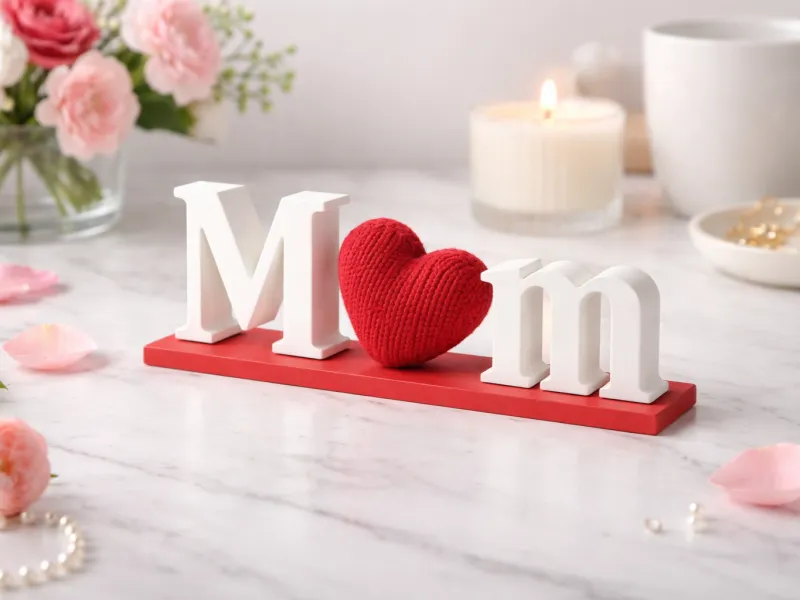 Minimalist Mother's Day Art with Textured Heart