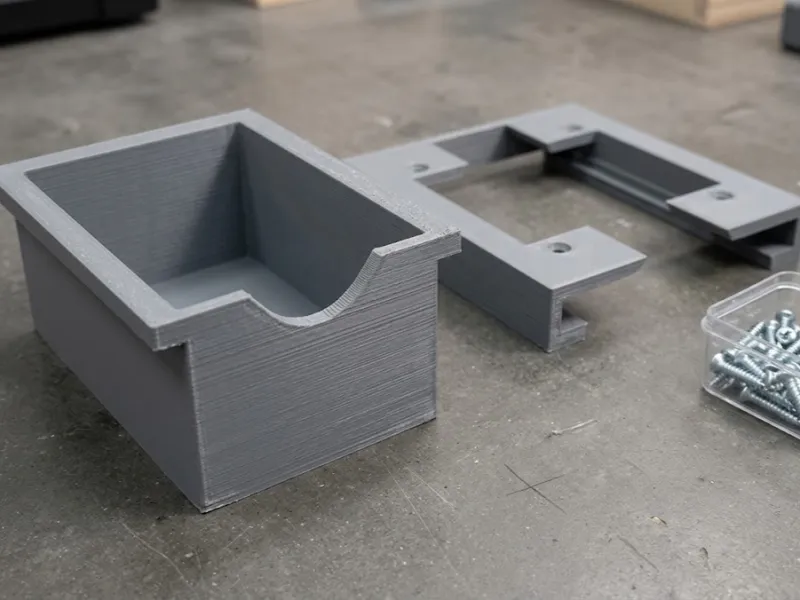 Under slide, een lade onder het bureau
