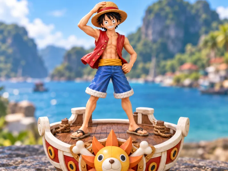 Monkey D. Luffy – One Piece Statue mit Thousand-Sunny-Sockel