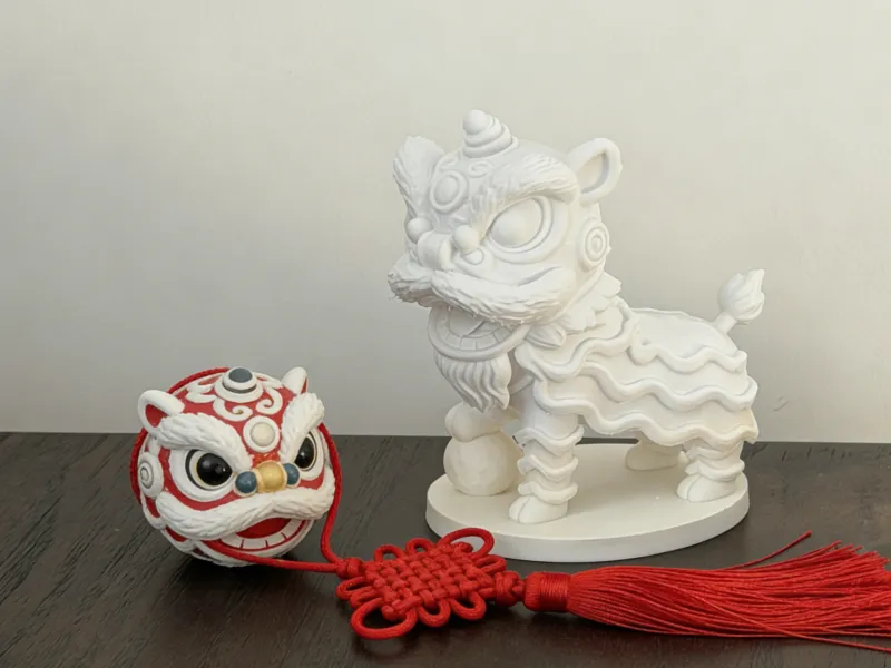 醒狮抱球 古风模型
