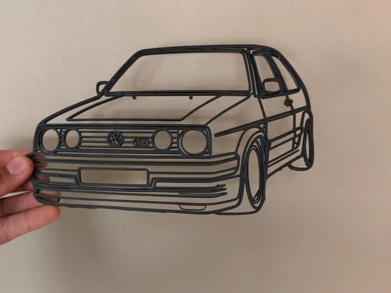 silueta de arte de pared del golf gti mk2 de 2 puertas