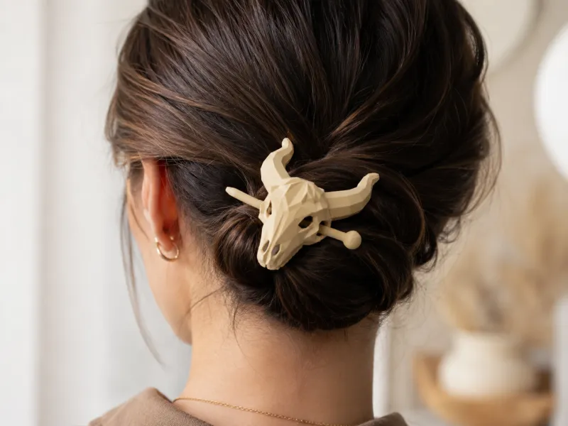 Presilha de Cabelo com Crânio de Longhorn - Acessório Capilar Ocidental
