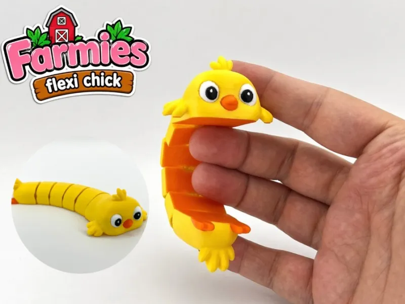 Giocattolo snodato e flessibile a forma di pulcino - Collezione Farmies