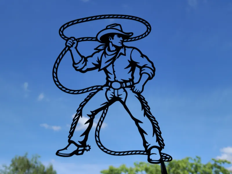 Arte de pared 2D de vaquero con lazo