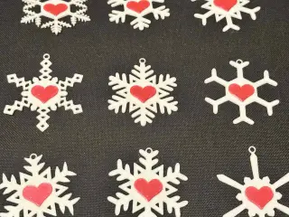 Snowflakes with Hearts hanging Festive Christmas Decoration
