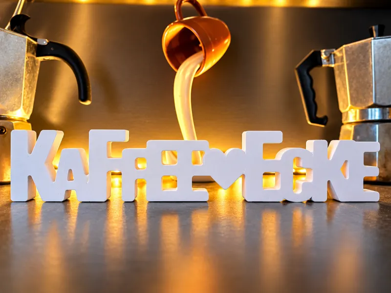WERK74 – KAFFEE ♥ ECKE | 300 mm – 3D Deko-Schriftzug