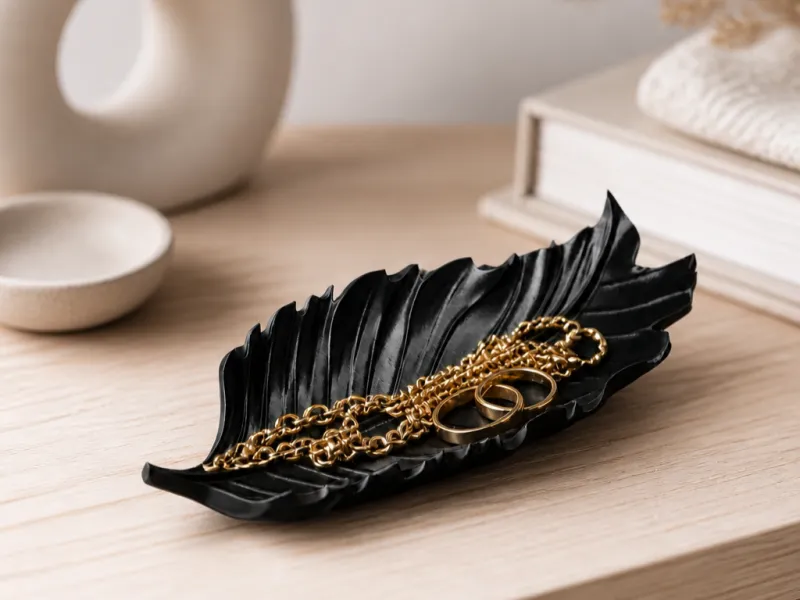 Midnight Leaf Tray- Nature-Inspired Decorative Catchall