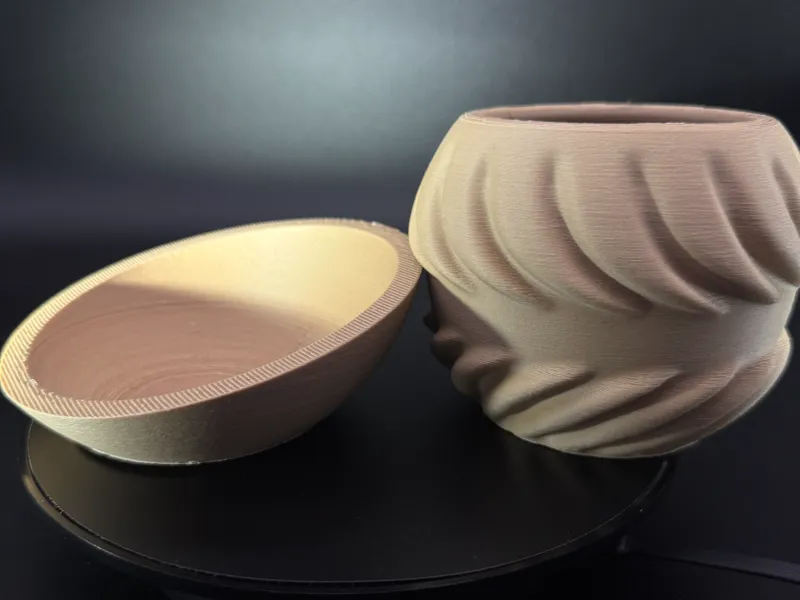 Vaso per piante con fronde tropicali e piattino
