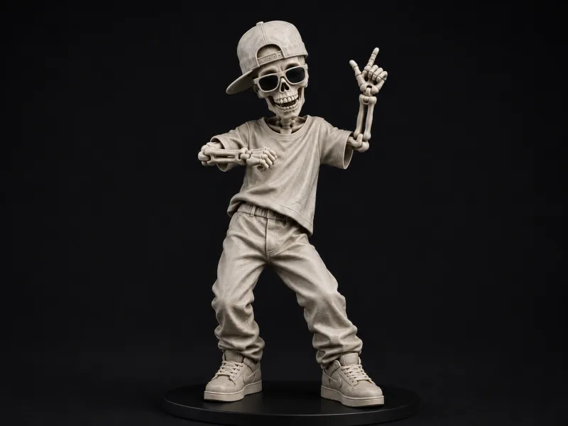 Dancing Skeleton | Hip-Hop Skeleton Statue | 3D Printable