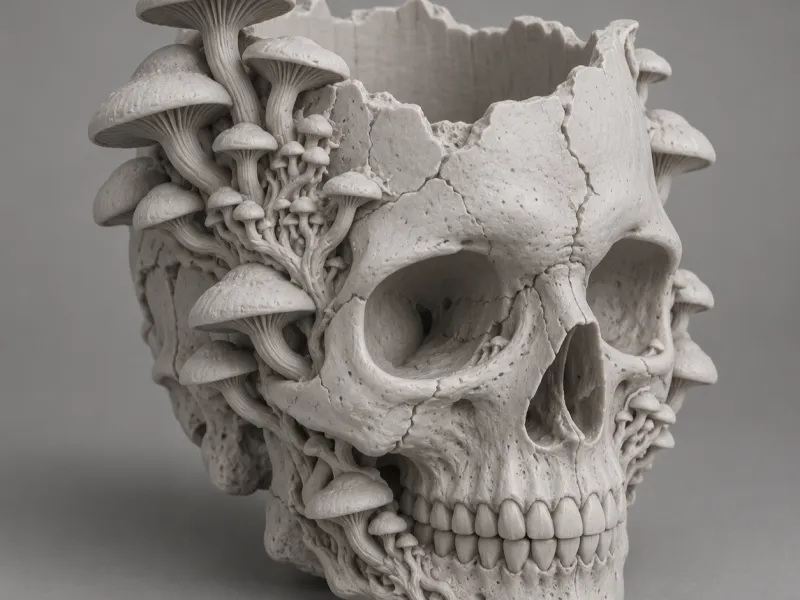 Mushroom Skull Planter - Gothic Bowl and Catchall