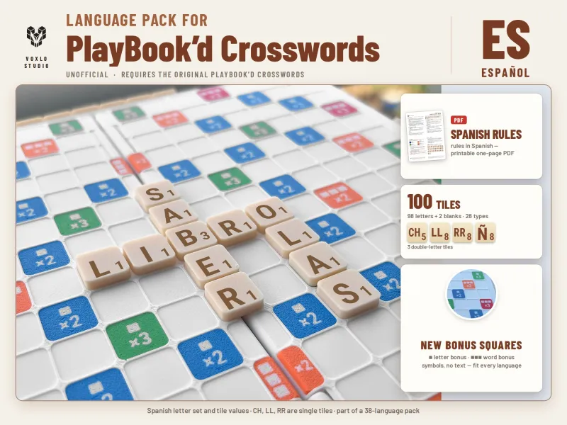 PlayBook'd Crosswords - Tuiles espagnoles (Español) Non officiel