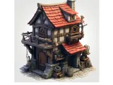 Stylized Fantasy Medieval Blacksmith Cottage-0