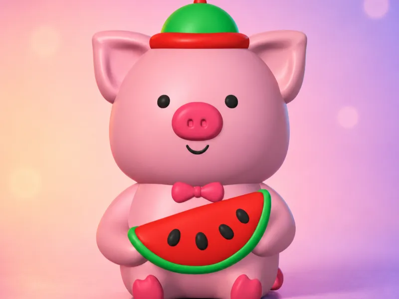 Kawaii Pig - watermelon
