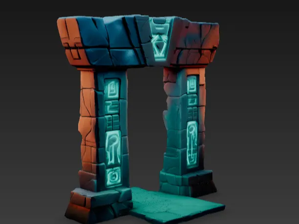Mystic Ancient Portal – Glowing Rune Archway