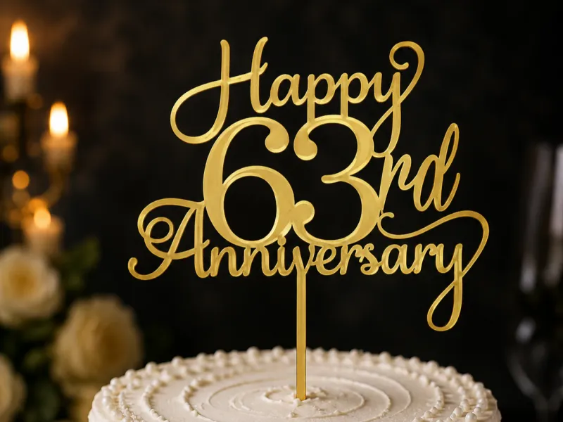 63rd Anniversary Cake Topper