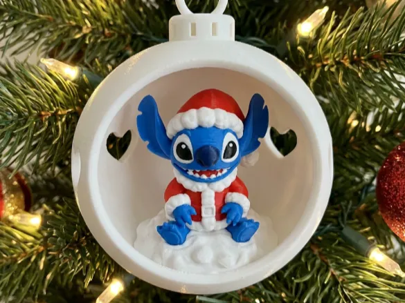 Bola de Natal do Stitch – Enfeite de Árvore de Papai Noel