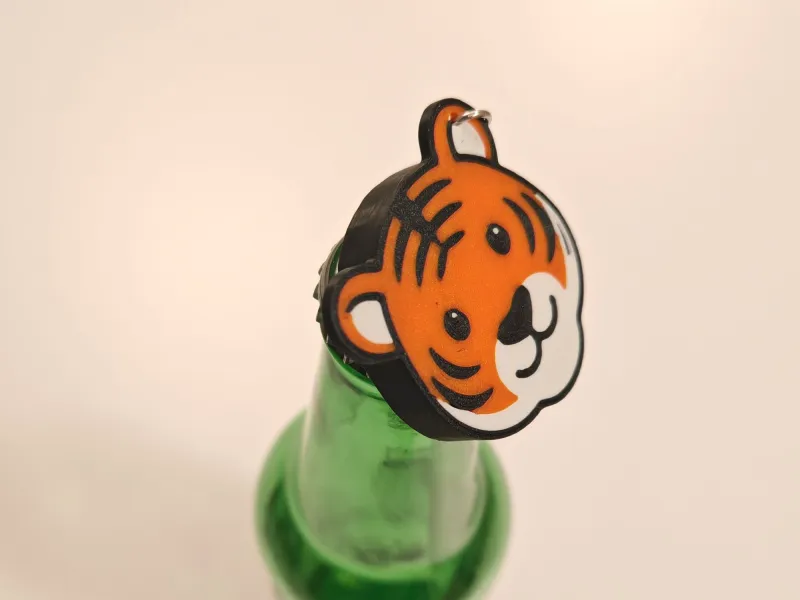 🐯 귀여운 호랑이 병따개 열쇠고리 – 동물 3D 프린트