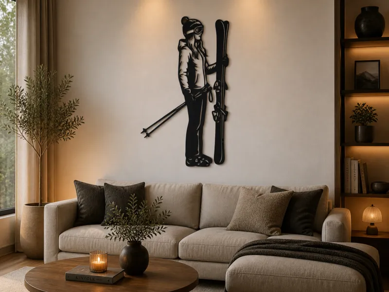 Female Skier 2D Wall Art