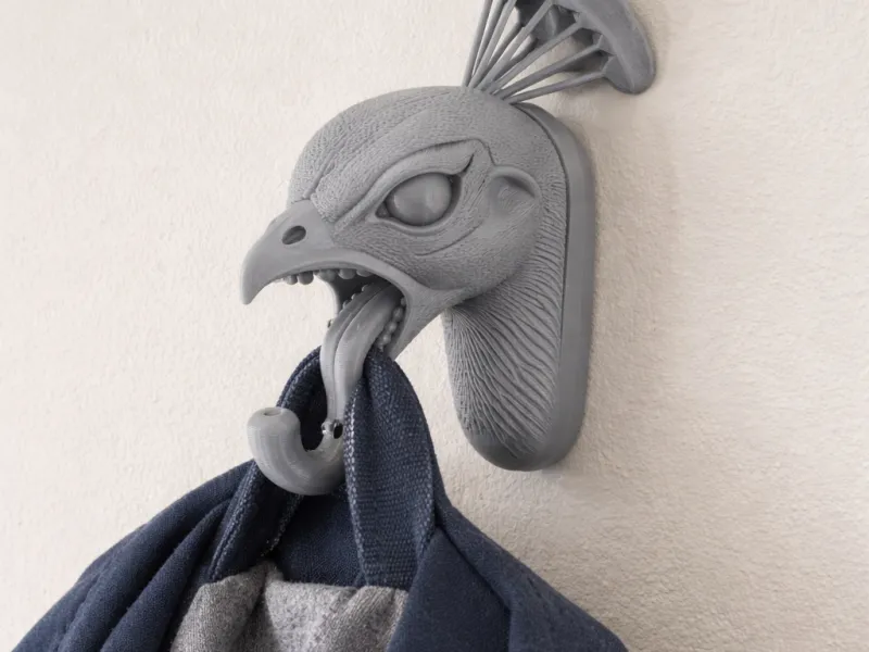 Peacock Head Wall Hanger Coat and Key Holder Hook