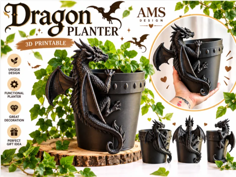 Dragon Planter – Gothic Fantasy Pot
