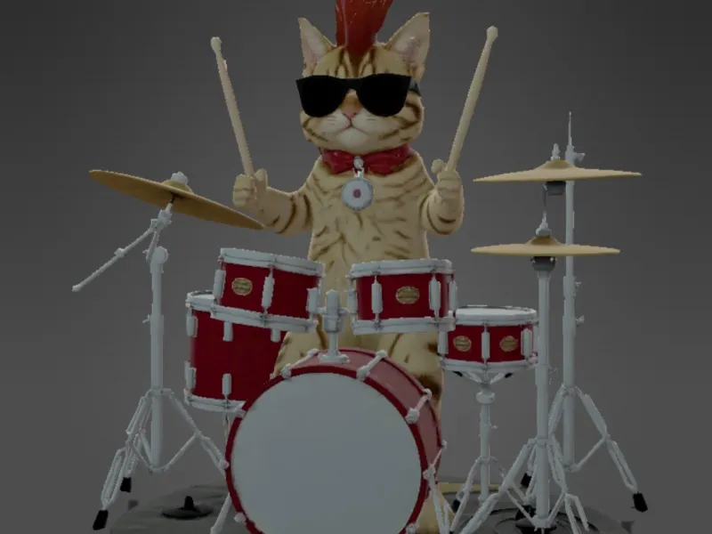 Bengal Cat Rockstar Drums