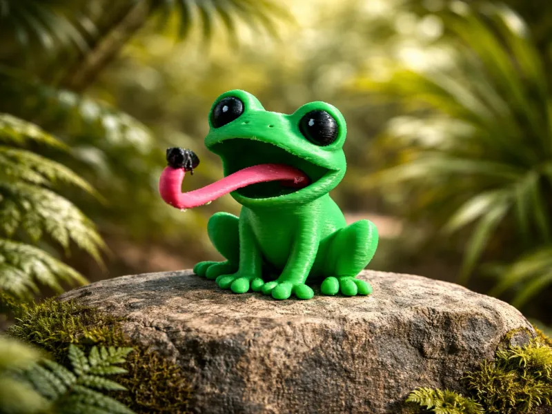 Frosch mit Insekt