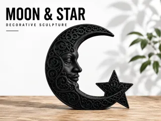 Lua Crescente e Estrela Elegantes