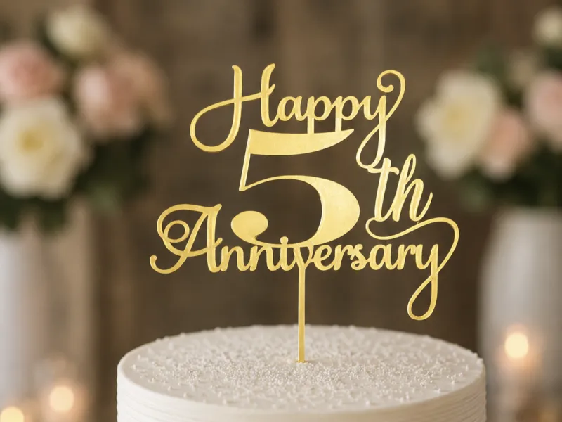 5th Anniversary Cake Topper