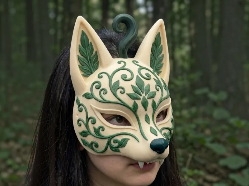 Gothic Kitsune Fox Mask Hanger